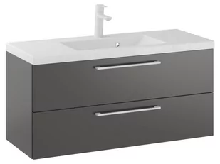 Szafka Wisząca Z Umywalką RON 100 cm - Titan Mat - Uchwyty Białe Matowe - Szafki łazienkowe - miniaturka - grafika 1