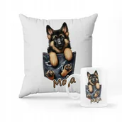 Gadżety dla niej i dla niego - ZESTAW PODUSZKA + KUBEK Prezent Owczarek niemiecki + IMIĘ - miniaturka - grafika 1