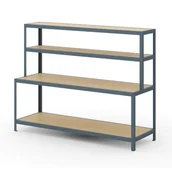 Stoły warsztatowe - B2B Partner Stół do pakowania z półkami na rzeczy, długość 2200 mm 540073 - miniaturka - grafika 1