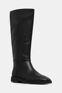 Kozaki damskie - Calvin Klein kozaki skórzane FORMAL UTK BOOT LTH damskie kolor czarny na płaskim obcasie HW0HW02599 - miniaturka - grafika 1