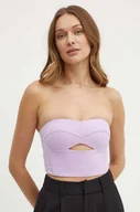 Bluzki damskie - Patrizia Pepe top kolor fioletowy gładka 2C1545 A049 - miniaturka - grafika 1