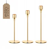 Świeczniki - Świecznik Złoty Prosty na Długie Świece Świąteczny na Stół na Nodze ZESTAW - miniaturka - grafika 1