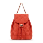 Torebki damskie - Damski plecak ze skóry z łańcuszkiem pomarańczowy - miniaturka - grafika 1