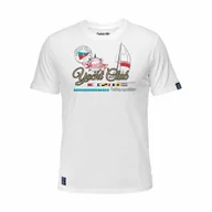 Koszulki męskie - Koszulka męska bawełniana biała z nadrukiem , T-shirt Captain Mike r.L - miniaturka - grafika 1