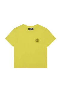 Karl Lagerfeld t-shirt bawełniany dziecięcy kolor żółty z nadrukiem - Koszulki dla dziewczynek - miniaturka - grafika 1