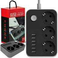 Przedłużacze i rozgałęźniki - Przedłużacz Listwa Zasilająca 3 GNIAZDA + 6 USB 4A - miniaturka - grafika 1