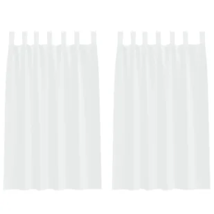 vidaXL Zasłony z zasłonami 2 pcs Biały 140 x 175 cm Poliester - Zasłony - miniaturka - grafika 1