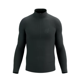 Koszulki sportowe męskie - COMPRESSPORT koszulka termoaktywna  3D THERMO HALF ZIP LS TOP black - grafika 1