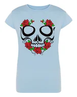 Koszulki i topy damskie - T-Shirt damski kolorowy nadruk CZASZKA r.XL - miniaturka - grafika 1