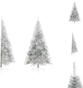 vidaXL Sztuczna choinka ze stojakiem srebrna 240 cm PET - Choinki świąteczne - Choinki - miniaturka - grafika 1