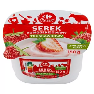 Carrefour Classic Serek homogenizowany truskawkowy 150 g - Desery mleczne - miniaturka - grafika 1