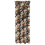 Zasłony - Zasłona 140x300 Betty grafitowa beżowa kwiaty welurowa gotowa na taśmie - miniaturka - grafika 1