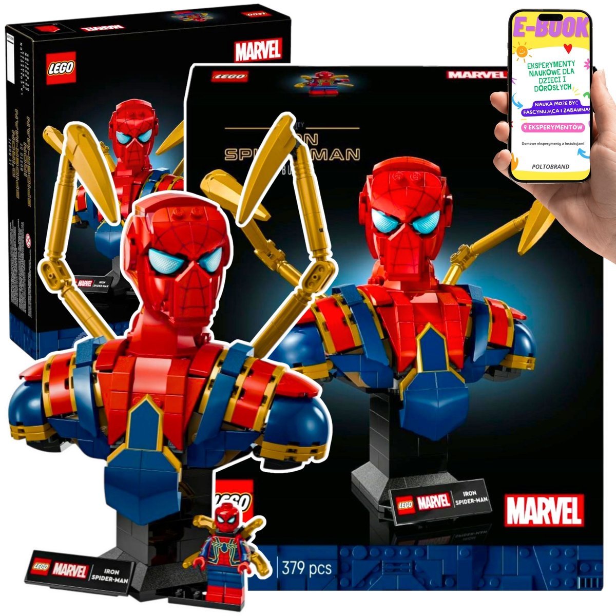 LEGO DLA DOROSŁYCH MARVEL KOLEKCJONERSKIE POPIERSIE IRON SPIDER-MANA dla dorosłych fanów (76326) Lego Prezent Dla Dzieci i Dorosłych + EBOOK