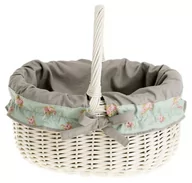 Torby i wózki na zakupy - Wiklinowy Kosz "WAŁKOWY" na Zakupy Obszyty Tkaniną 42x34 H23/36 cm - miniaturka - grafika 1