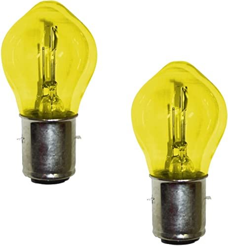 cyclingcolors 2 żarówki 12 V 35/35 W BA20D żółty kod podwójnego filamentu + reflektor motocyklowy motorower skuter motorower