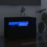 Szafki RTV - vidaXL Szafka pod TV z oświetleniem LED, czarna, 60x35x40 cm - miniaturka - grafika 1