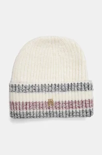 Tommy Hilfiger czapka kolor beżowy z grubej dzianiny AW0AW16636 - Czapki damskie - miniaturka - grafika 1