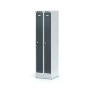 Szafki BHP - Alfa 3 Metalowa szafka ubraniowa, wąska, na cokole, antracytowe drzwi, zamek cylindryczny 1261556 - miniaturka - grafika 1