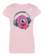 Koszulki i topy damskie - T-Shirt fajny kolorowy nadruk Potwór Muzyka r.M - miniaturka - grafika 1