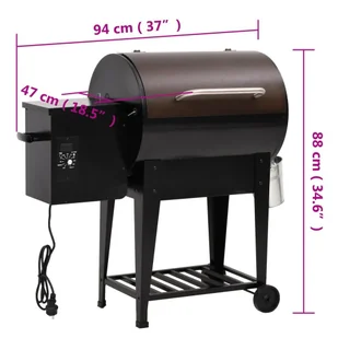 vidaXL Grill na pellet, z dolną półką, czarny, 94 cm, żelazo - Grille - miniaturka - grafika 11