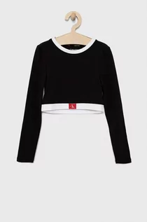 Koszulki dla dziewczynek - Calvin Klein Underwear Underwear longsleeve dziecięcy kolor czarny - grafika 1