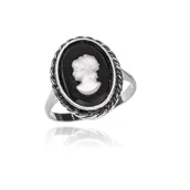 Pierścionki - ankabizuteria.pl Pierścionek srebrny KAMEA na czarnym agacie - miniaturka - grafika 1