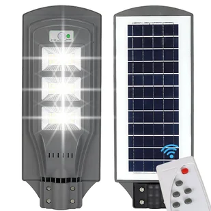 Lampa solarna uliczna led latarnia z pilotem czujnik ruchu i zmierzchu ip65 - Lampy ogrodowe - miniaturka - grafika 1