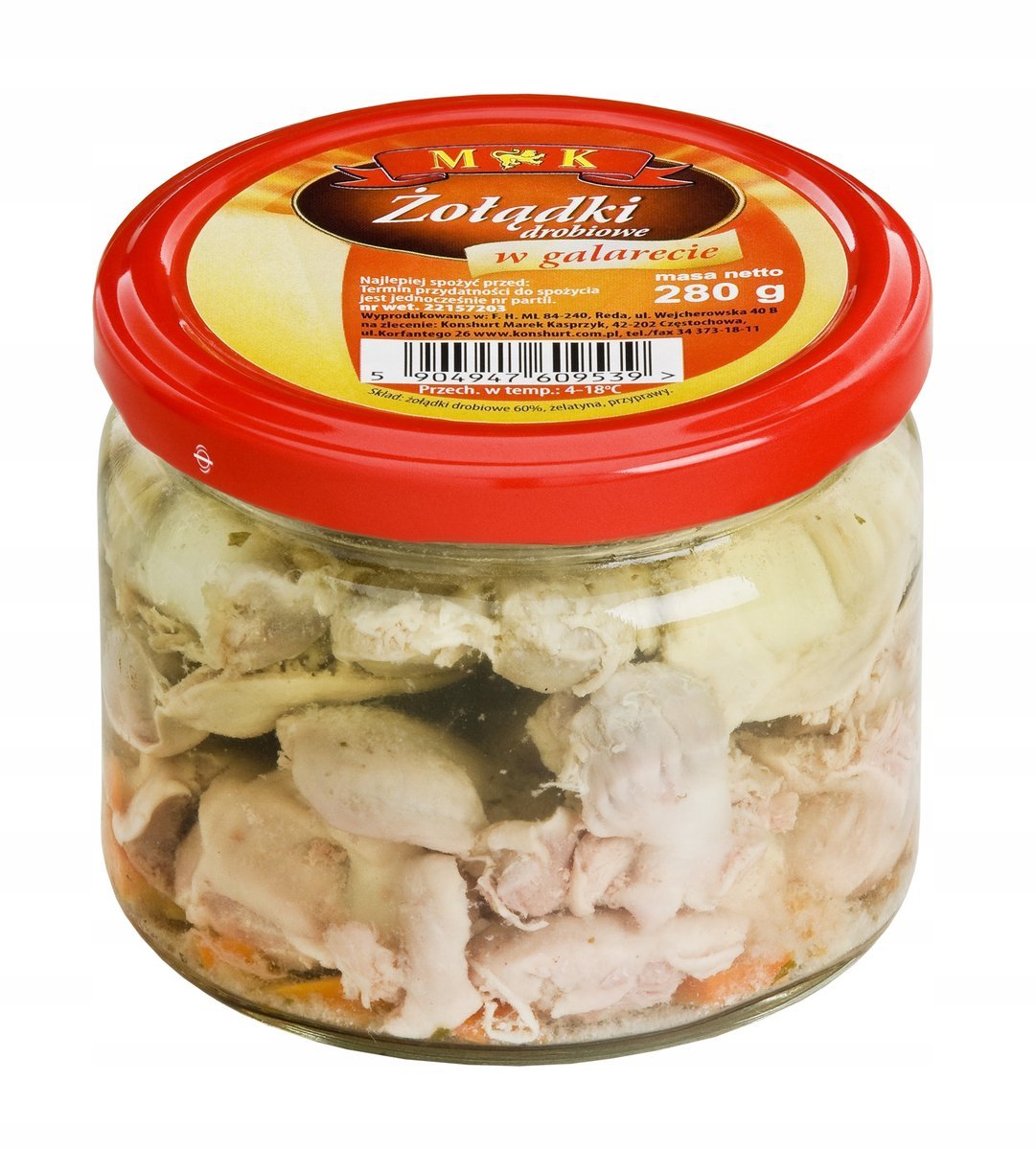 MK Żołądki Drobiowe w Galarecie Naturalne Smaczne Danie Mięsne 280 g