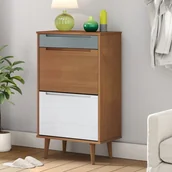 Szafki na buty - Szafka na buty, brązowa, 59,5x35x103 cm, lite drewno sosnowe - miniaturka - grafika 1