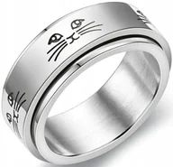 Pierścionki - Srebrny Pierścionek Kot Obrotowy Stal Szlachetna - miniaturka - grafika 1