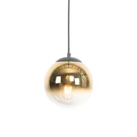 Lampy sufitowe - QAZQA Lampa wisząca Art Deco czarna ze złotym szkłem 20 cm - Pallon - miniaturka - grafika 1