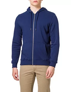 Urban Classics Męska bluza z kapturem Basic Terry Zip Hoody, męska bluza z kapturem dostępna w wielu kolorach, rozmiary S - 5XL, ciemnoniebieski, XL - Bluzy męskie - miniaturka - grafika 1
