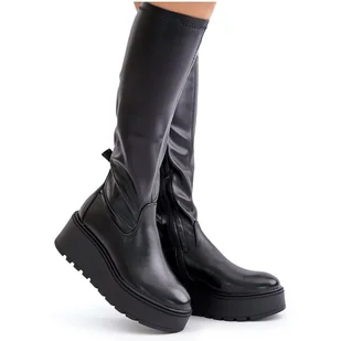 Kozaki Damskie Przed Kolano Na Platformie I Koturnie Vinceza 58342 Czarne - Kozaki damskie - miniaturka - grafika 1