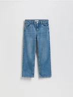 Spodnie i spodenki dla dziewczynek - Reserved - Jeansy straight fit - niebieski - miniaturka - grafika 1