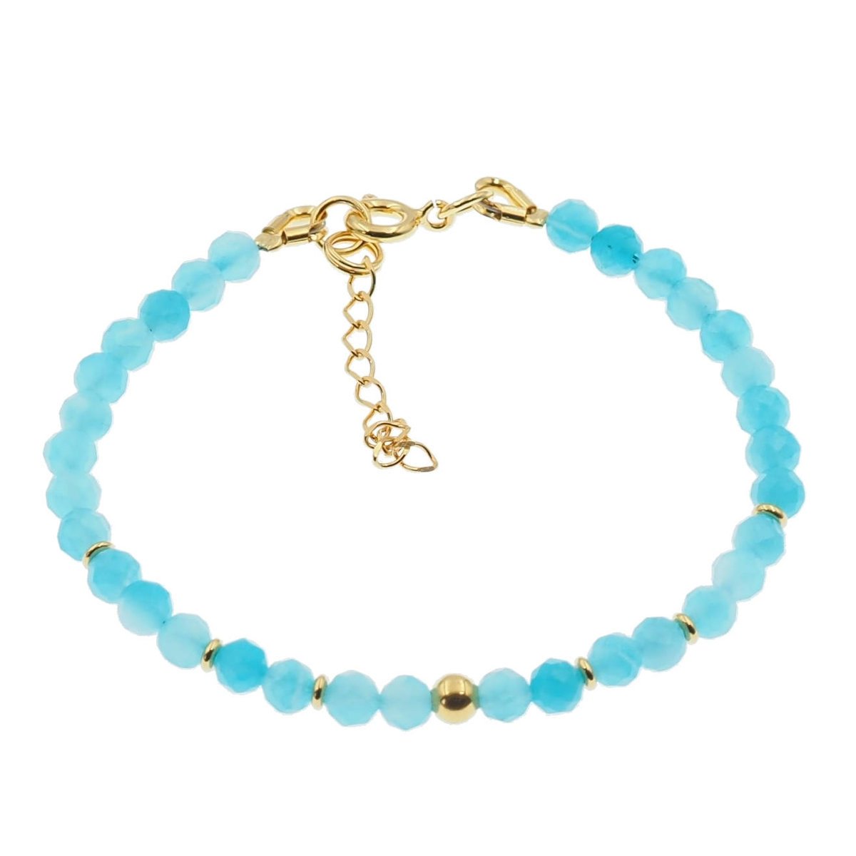 Skorulski Jewellery, Bransoletka regulowana, Amazonit fasetowane kulki i srebro złocone