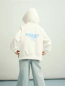 Bluzy dla dziewczynek - Reserved - Bawełniana bluza z kapturem - złamana biel - miniaturka - grafika 1