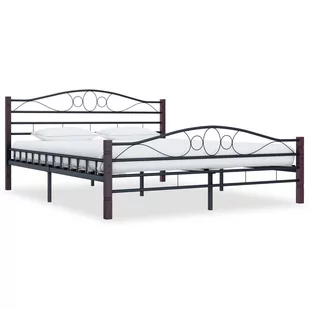 vidaXL Rama łóżka, czarna, metalowa, 140 x 200 cm - Łóżka - miniaturka - grafika 1