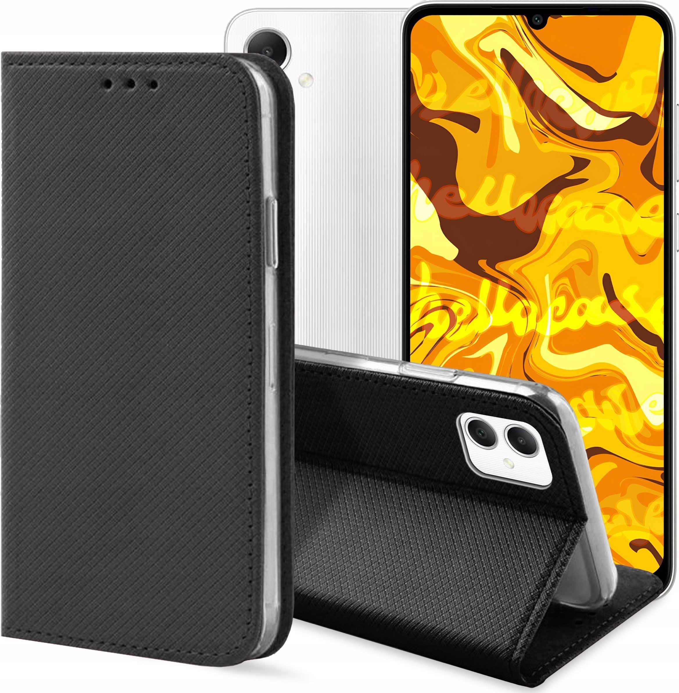 Hello Case ETUI Z KLAPKĄ DO SAMSUNG GALAXY A05 CZARNE ZAMYKANE MAGNETYCZNE KABURA FLIP