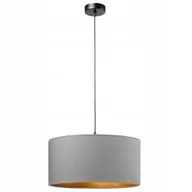Lampy sufitowe - Lampa wisząca Pojedyncza Loft maxi Abażur szary złoty - miniaturka - grafika 1