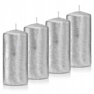 Świece ozdobne srebrne walec kokon 12/6 zestaw 4 - Świece - miniaturka - grafika 1