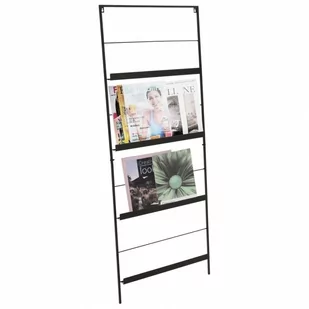 Stojak na gazety metalowy czarny 150x56,5 cm kod: O-569619 - Inne meble do salonu - miniaturka - grafika 1