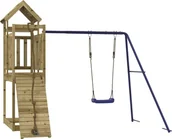 Place zabaw - vidaXL vidaXL Domek ze ścianką wspinaczkową i huśtawką, impregnowana sosna - miniaturka - grafika 1