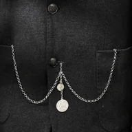 Broszki - Dewizka podwójna srebrna medalik do zegarka retro steampunk PUDEŁKO PREZENT - miniaturka - grafika 1