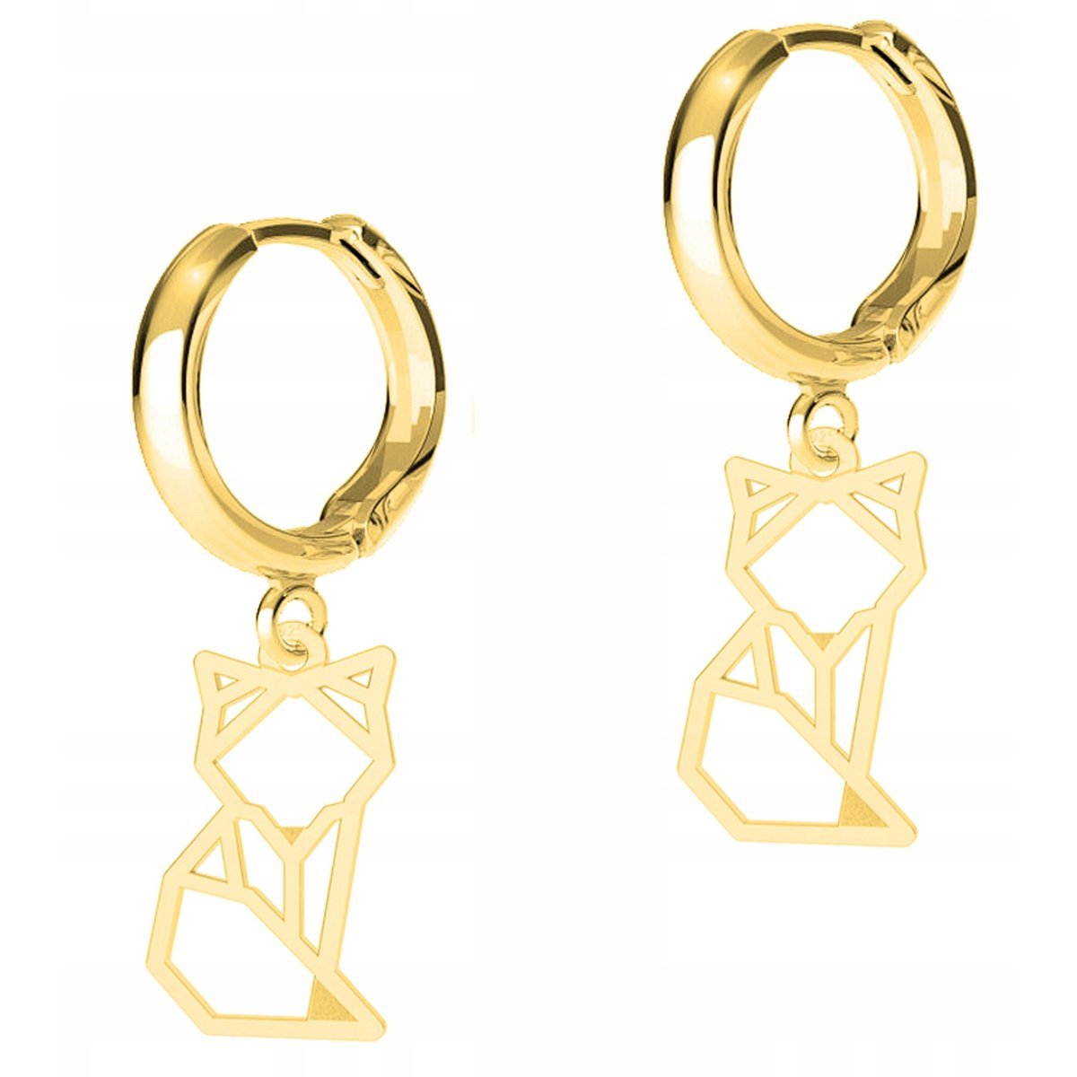 Złote Kolczyki Koty Kotki Blaszki z Kotami Cat Kot Kotek SREBRO 925