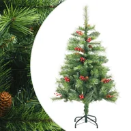 Choinki - vidaXL Sztuczna choinka na zawiasach, z szyszkami i jagodami, 150 cm - miniaturka - grafika 1
