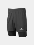 Spodnie sportowe męskie - RONHILL Spodenki do biegania męskie CORE TWIN SHORT all black - miniaturka - grafika 1