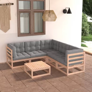 vidaXL 6-cz. zestaw wypoczynkowy do ogrodu, z poduszkami, lita sosna 3076779 - Meble ogrodowe - miniaturka - grafika 1