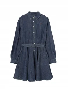 RALPH LAUREN SUKIENKA JEANSOWA ROZKLOSZOWANA Z PASKIEM 152 K_A - Sukienki - miniaturka - grafika 1