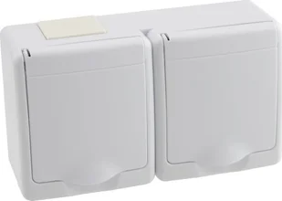 Pawbol Gniazdo hermetyczne Pawbol Beta1 D.3112BGG/1 podwójne 2x2P+Z, IP44 białe - Gniazdka elektryczne - miniaturka - grafika 1