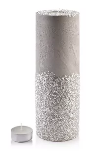 ŚWIECA LAMPION WALEC 120X360 DIAMENT LEN BIAŁY - Świeczniki - miniaturka - grafika 1